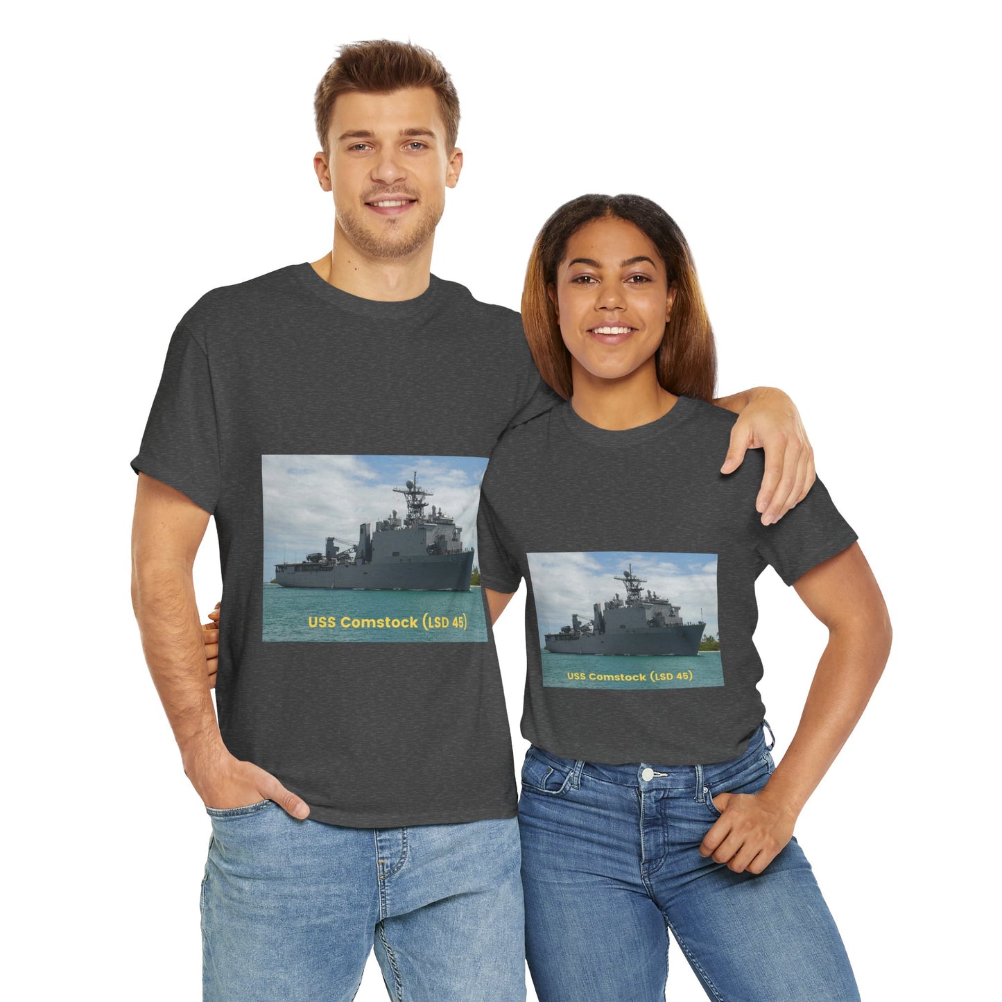 USS Comstock (LSD 45) Navy POD Smileandlaughtees Unisex Heavy Cotton Tee T-Shirt