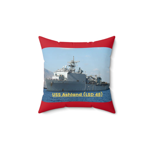 USS Ashland (LSD 48) Navy POD Smileandlaughtees Spun Polyester Square Pillow