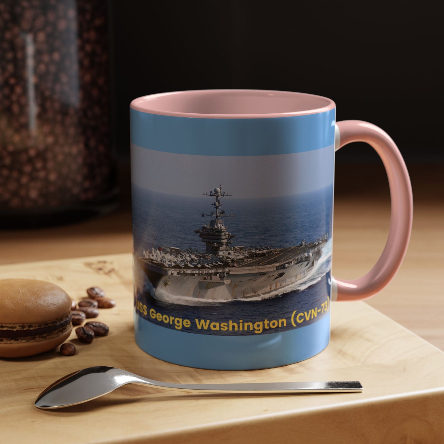 USS George Washington (CVN-73) Navy POD Smileandlaughtees Accent Coffee Mug (11, 15oz)