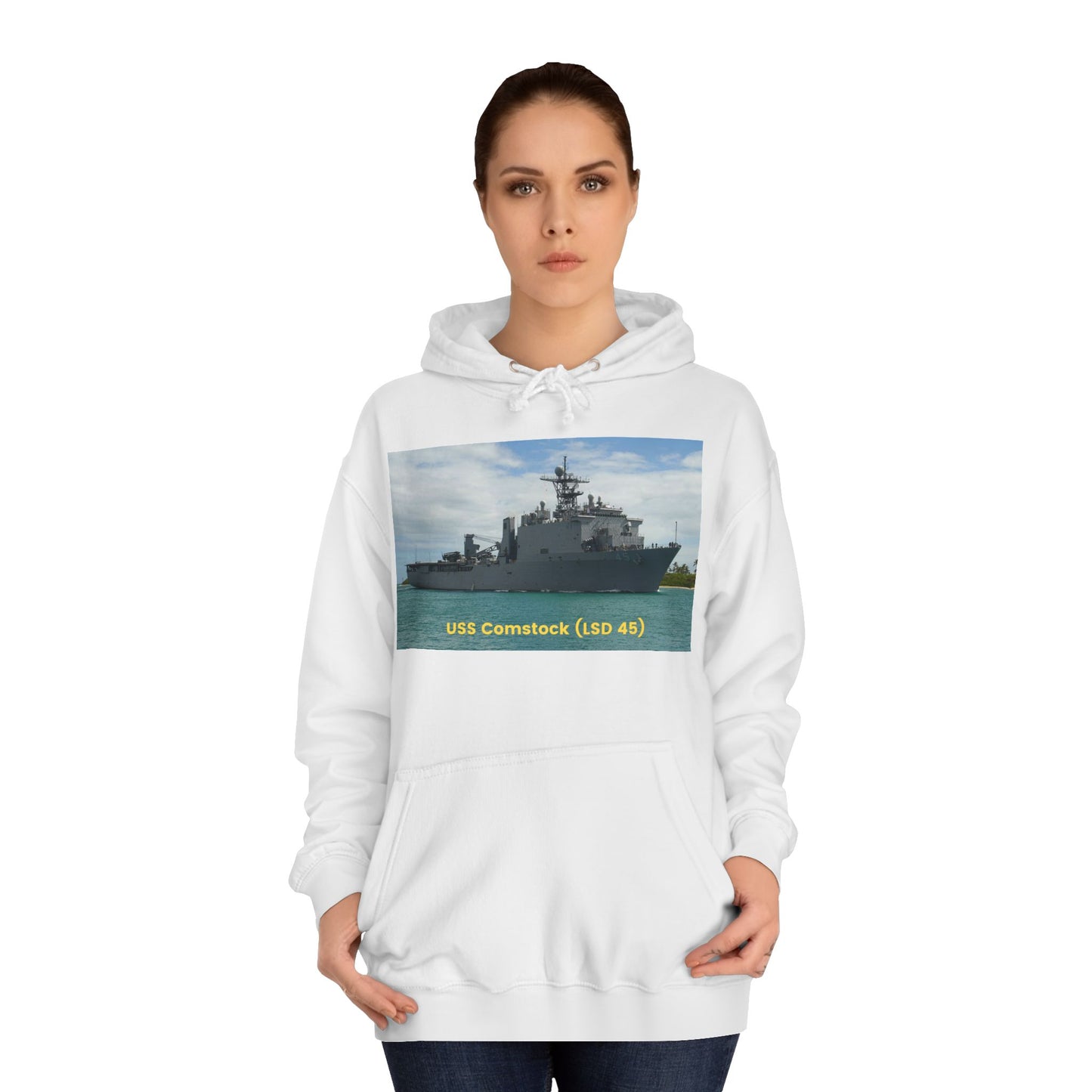 USS Comstock (LSD 45) Navy POD Smileandlaughtees Unisex College Hoodie