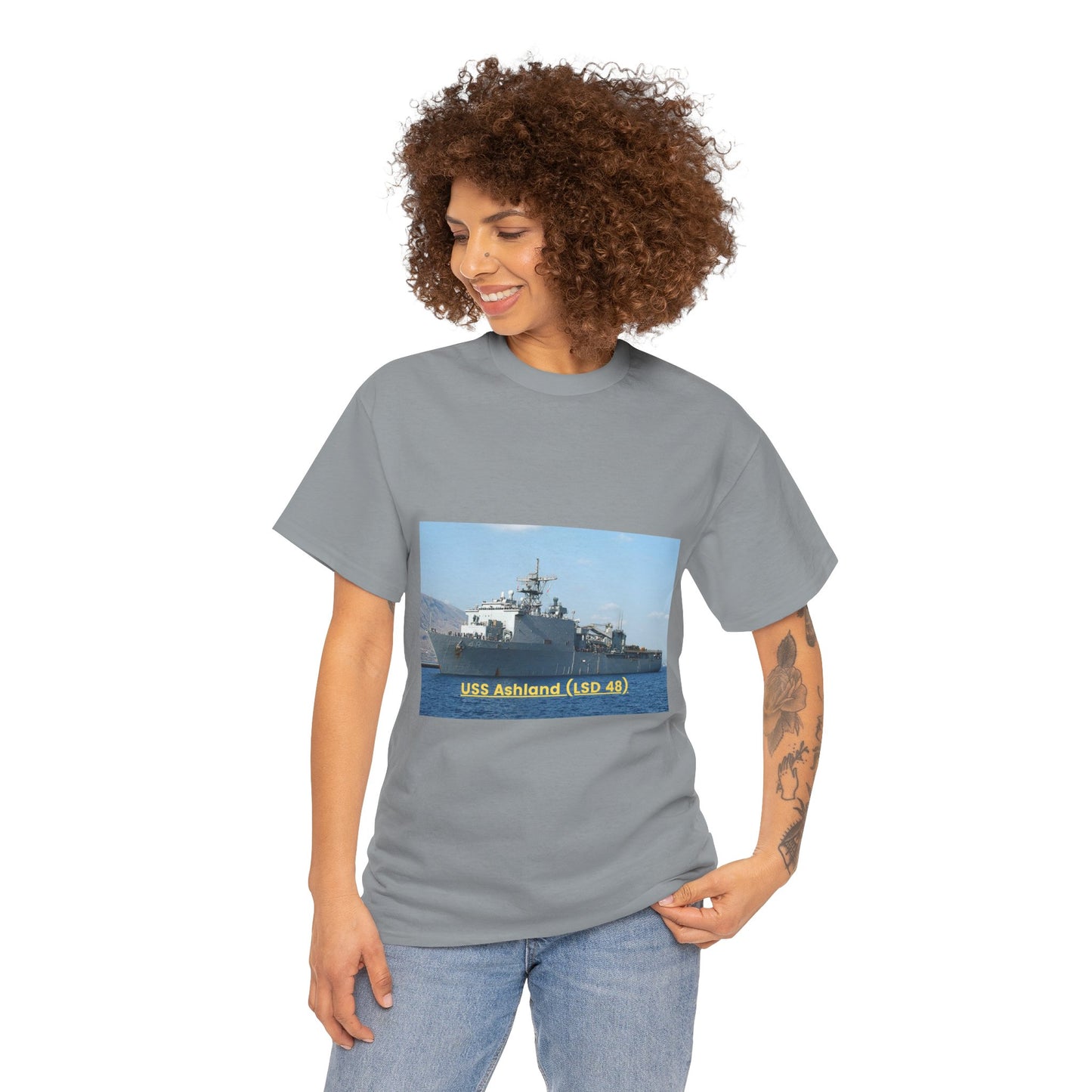 USS America (LHA 6) Navy POD Smileandlaughtees Unisex Heavy Cotton Tee T-Shirt