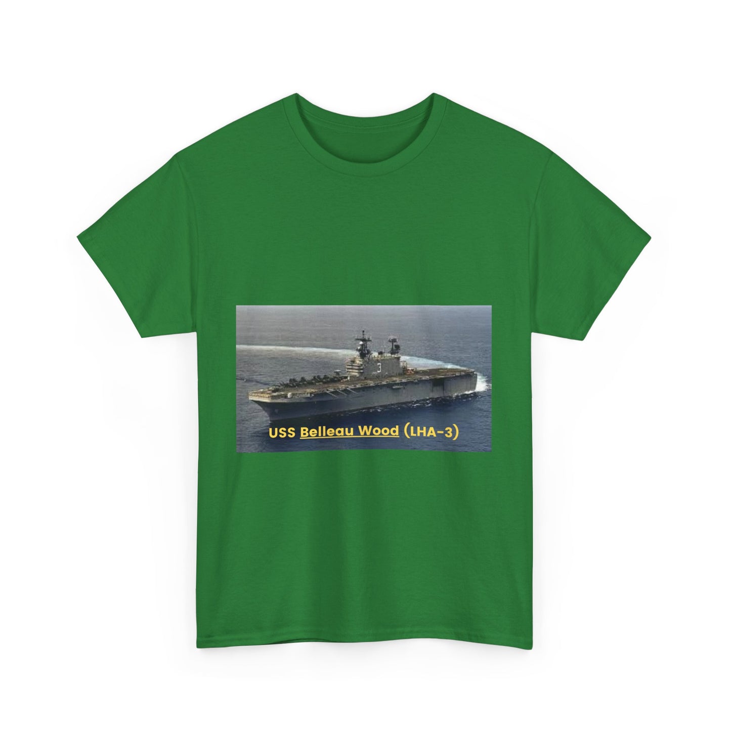 USS Belleau Wood (LHA-3) Navy POD Smileandlaughtees Unisex Heavy Cotton Tee T-Shirt