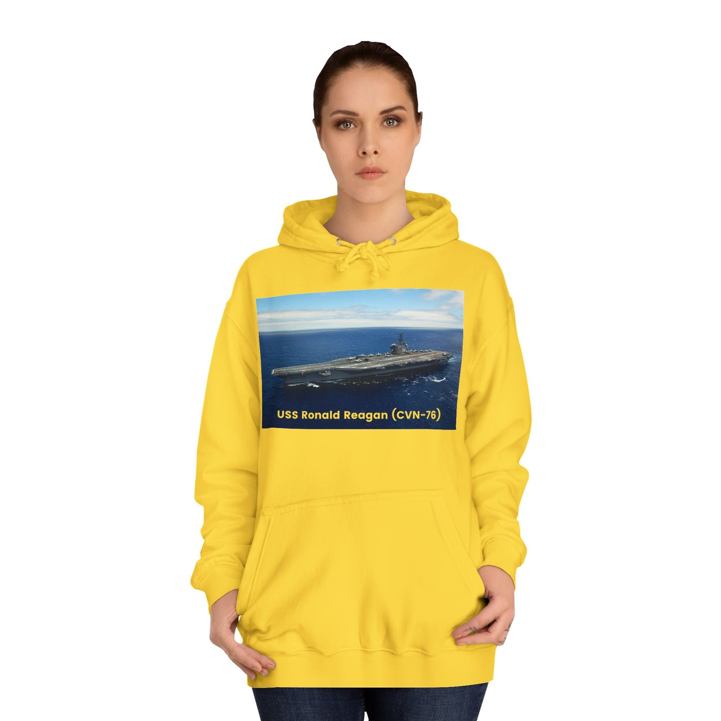 USS Ronald Reagan (CVN-76) Navy POD Smileandlaughtees Unisex College Hoodie