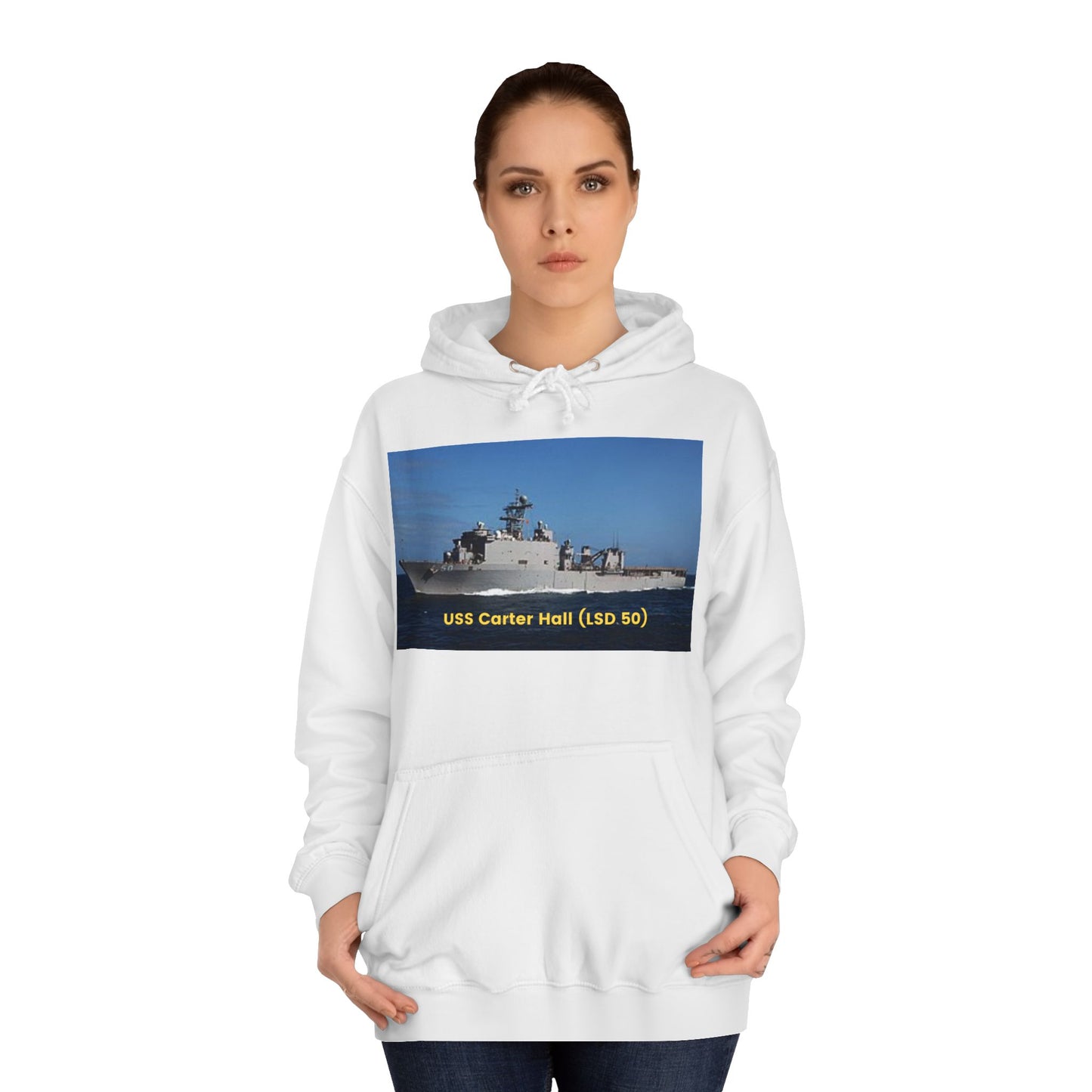 USS Carter Hall (LSD 50) Navy POD Smileandlaughtees Unisex College Hoodie