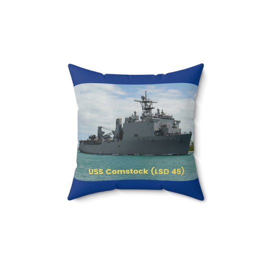 USS Comstock (LSD 45) Navy POD Smileandlaughtees Spun Polyester Square Pillow