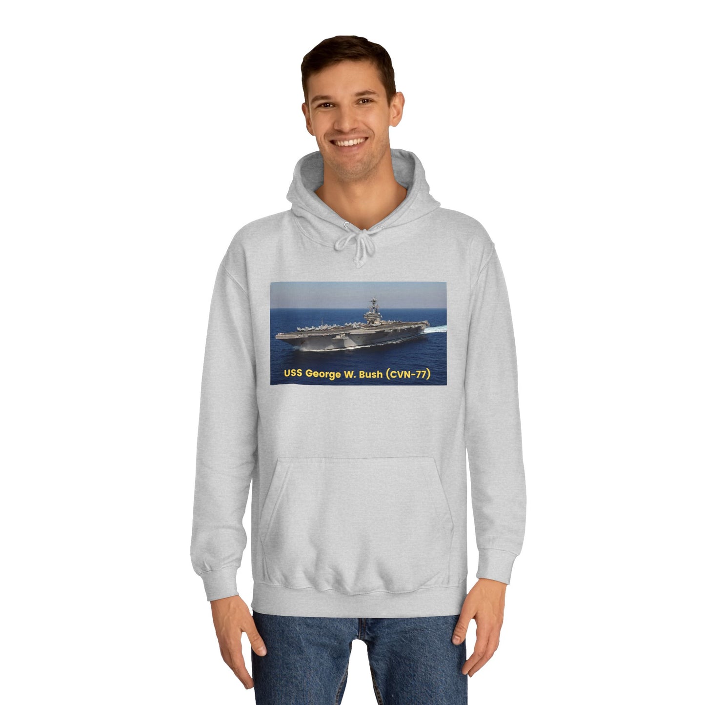 USS George W. Bush (CVN-77) Navy POD Smileandlaughtees  Unisex College Hoodie