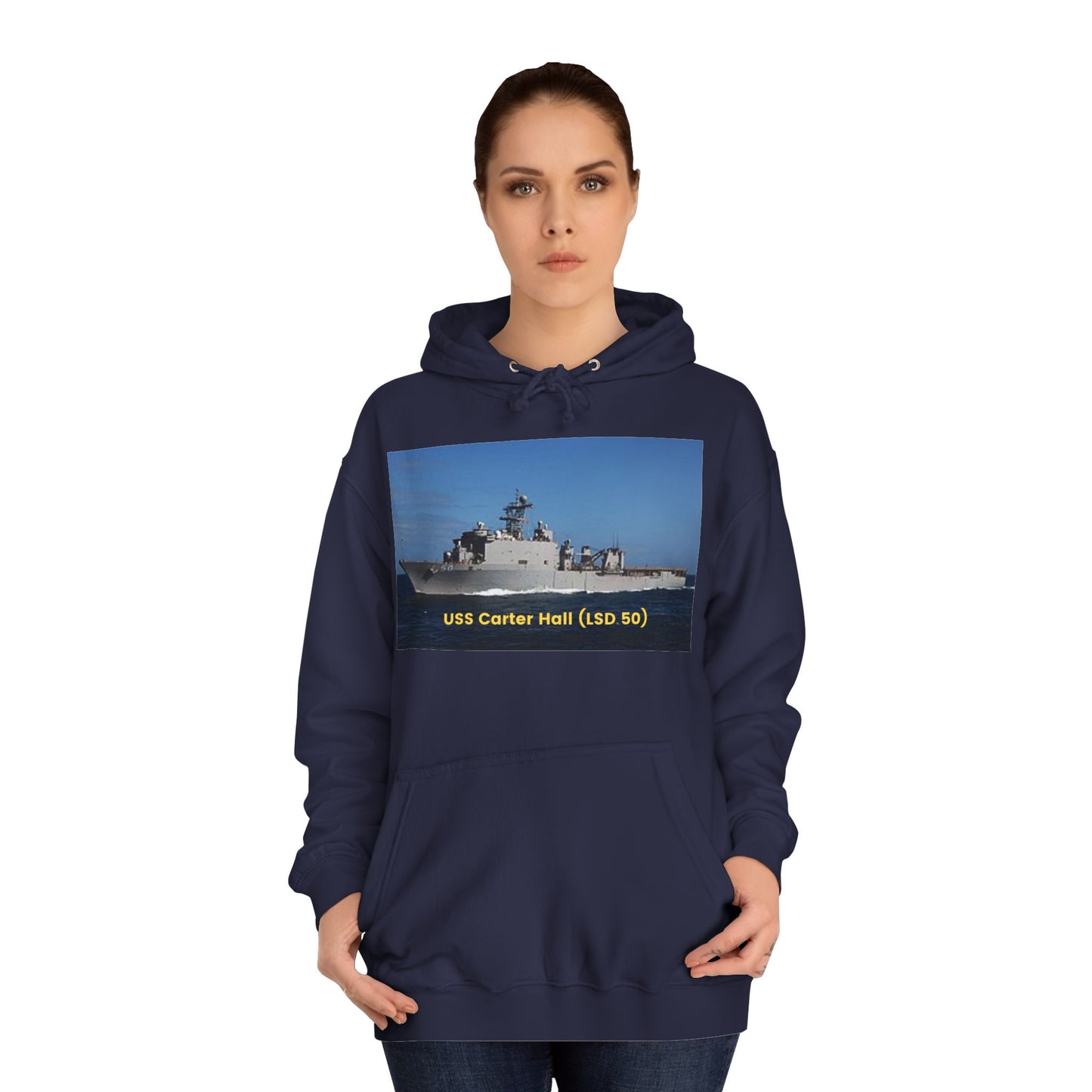 USS Carter Hall (LSD 50) Navy POD Smileandlaughtees Unisex College Hoodie