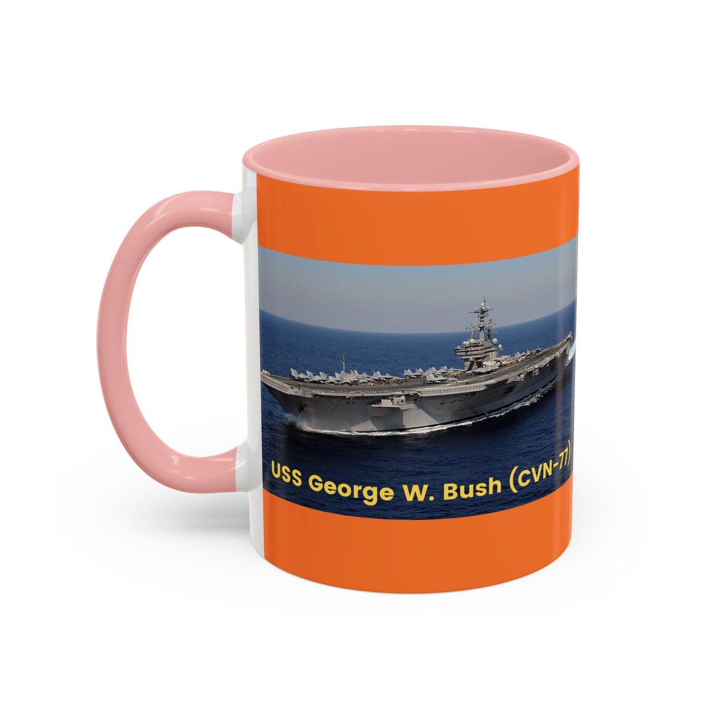 USS George W. Bush (CVN-77) Navy POD Smileandlaughtees Accent Coffee Mug (11, 15oz)