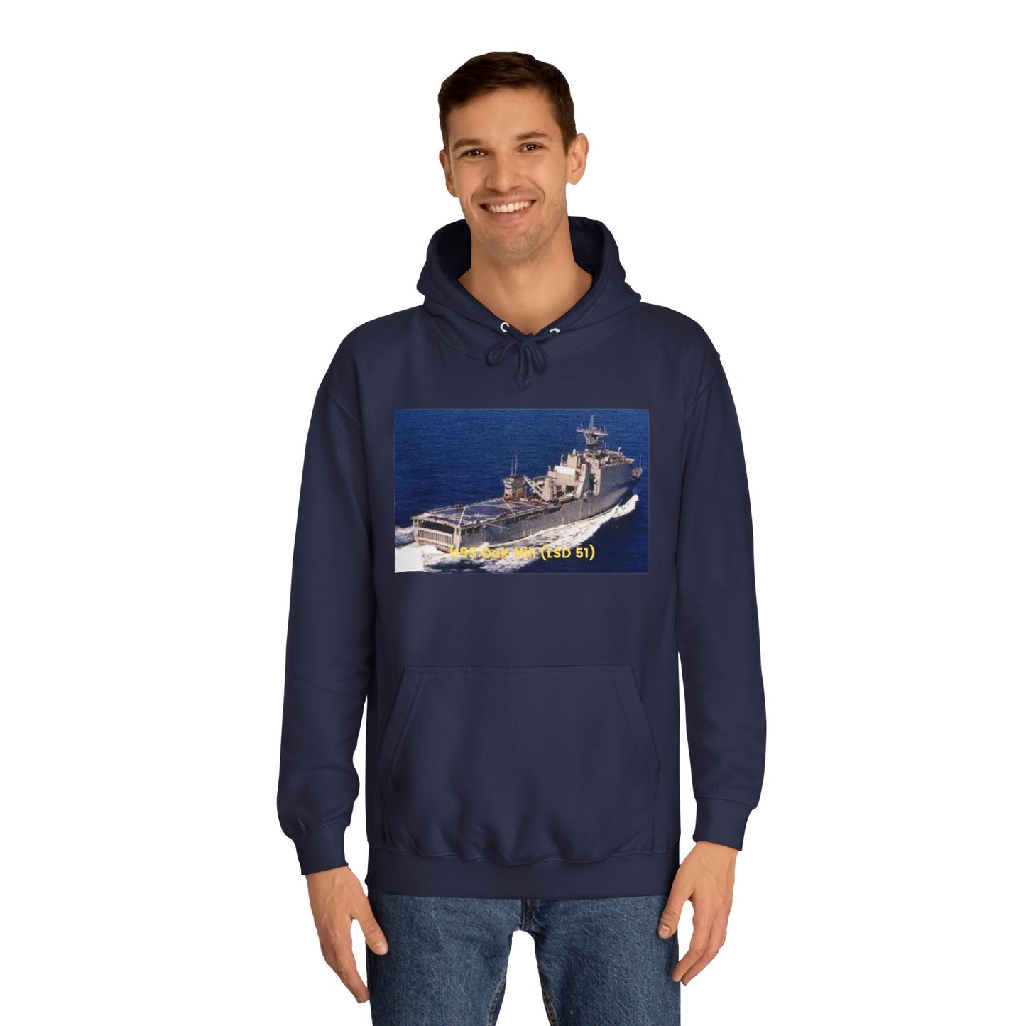 USS Oak Hill (LSD 51) Navy POD Smileandlaughtees  Unisex College Hoodie