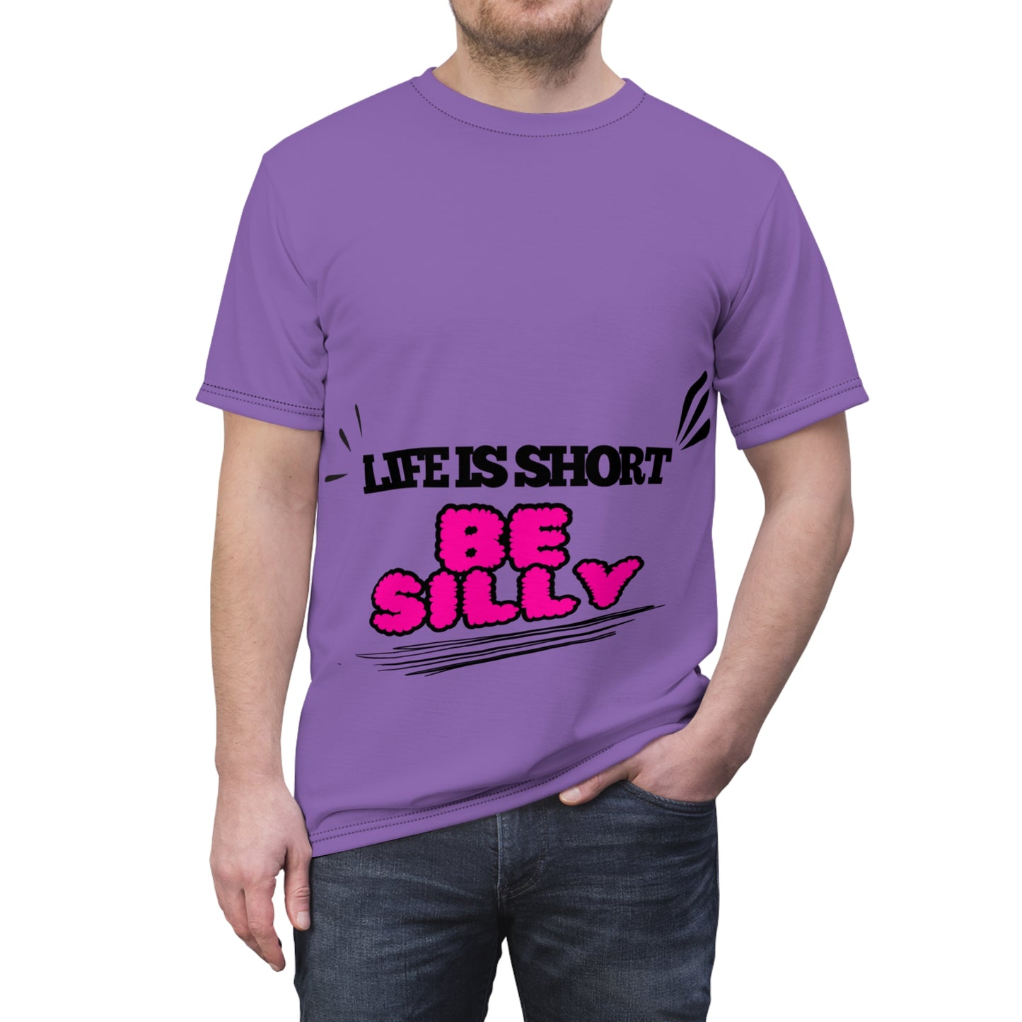 Life Is Too Short Be Silly SmileandLaughTees Unisex Cut & Sew T-Shirt (AOP)