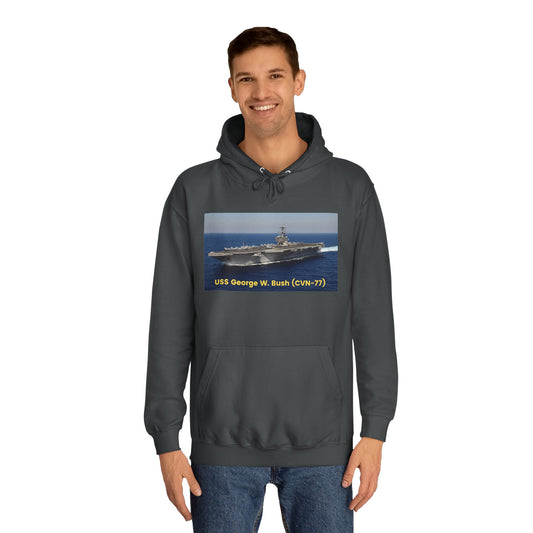 USS George W. Bush (CVN-77) Navy POD Smileandlaughtees  Unisex College Hoodie