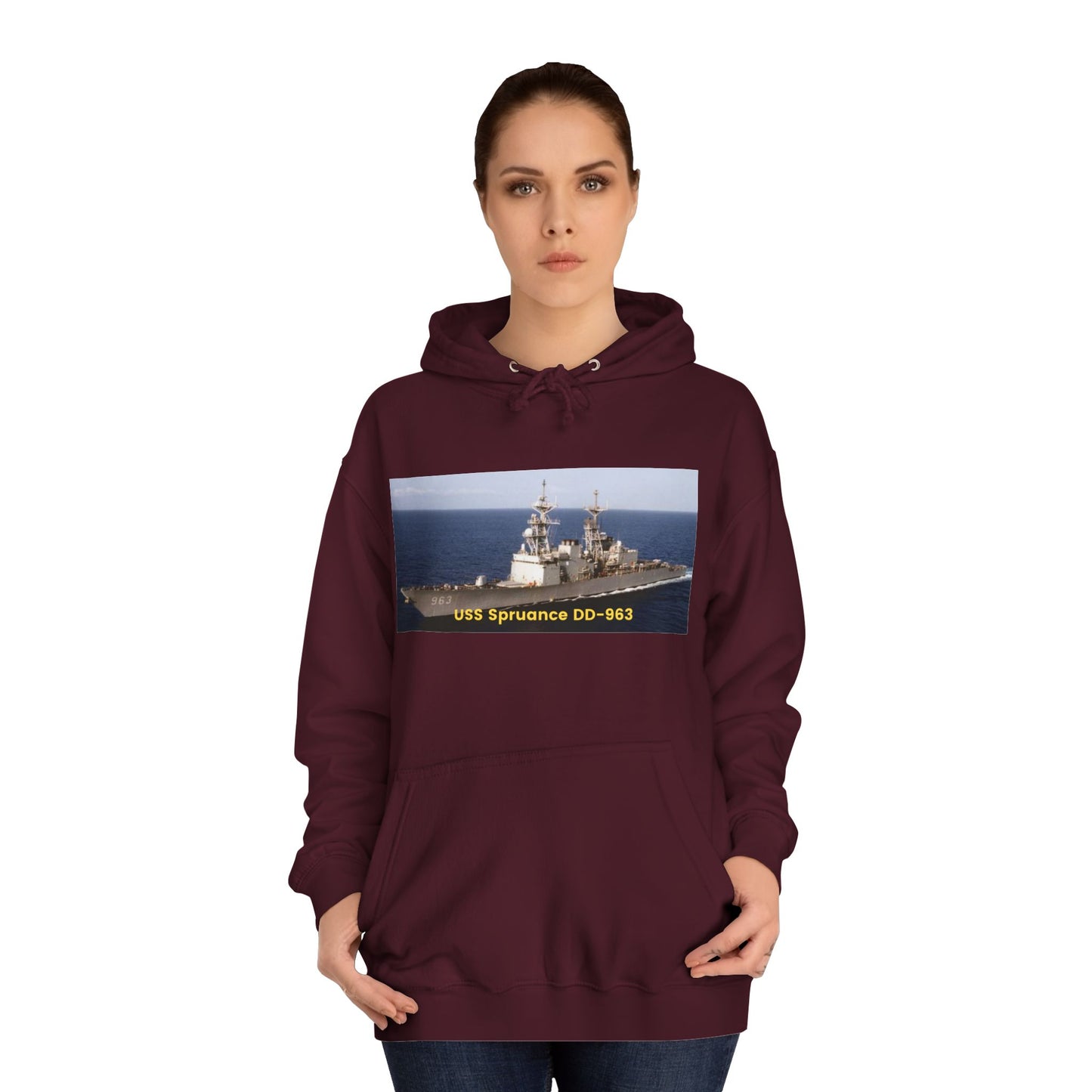 USS Spruance DD-963 Navy POD Smileandlaughtees Unisex College Hoodie