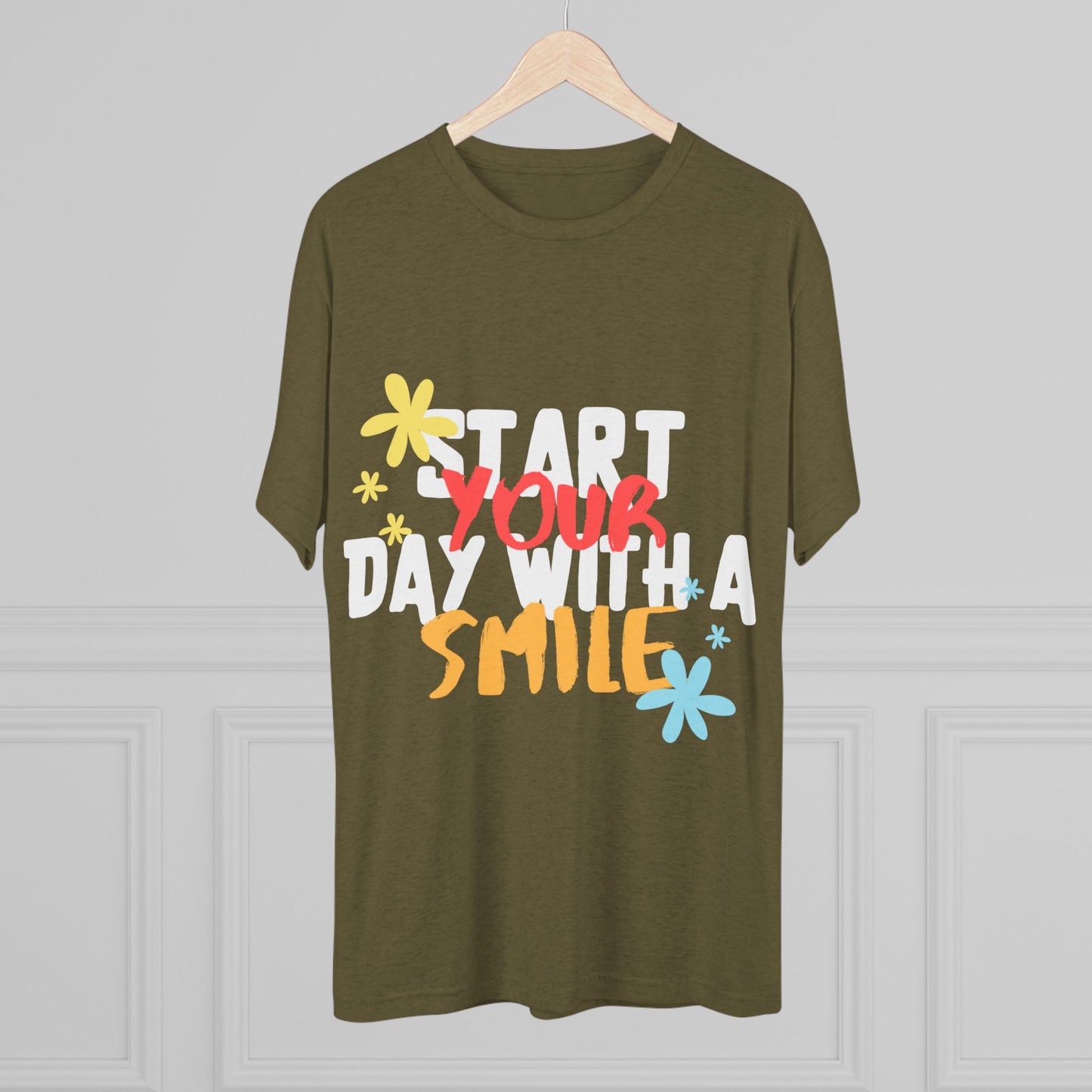 Start Your Day With A Smile SmileandLaughTees Unisex Tri-Blend Crew T-Shirt