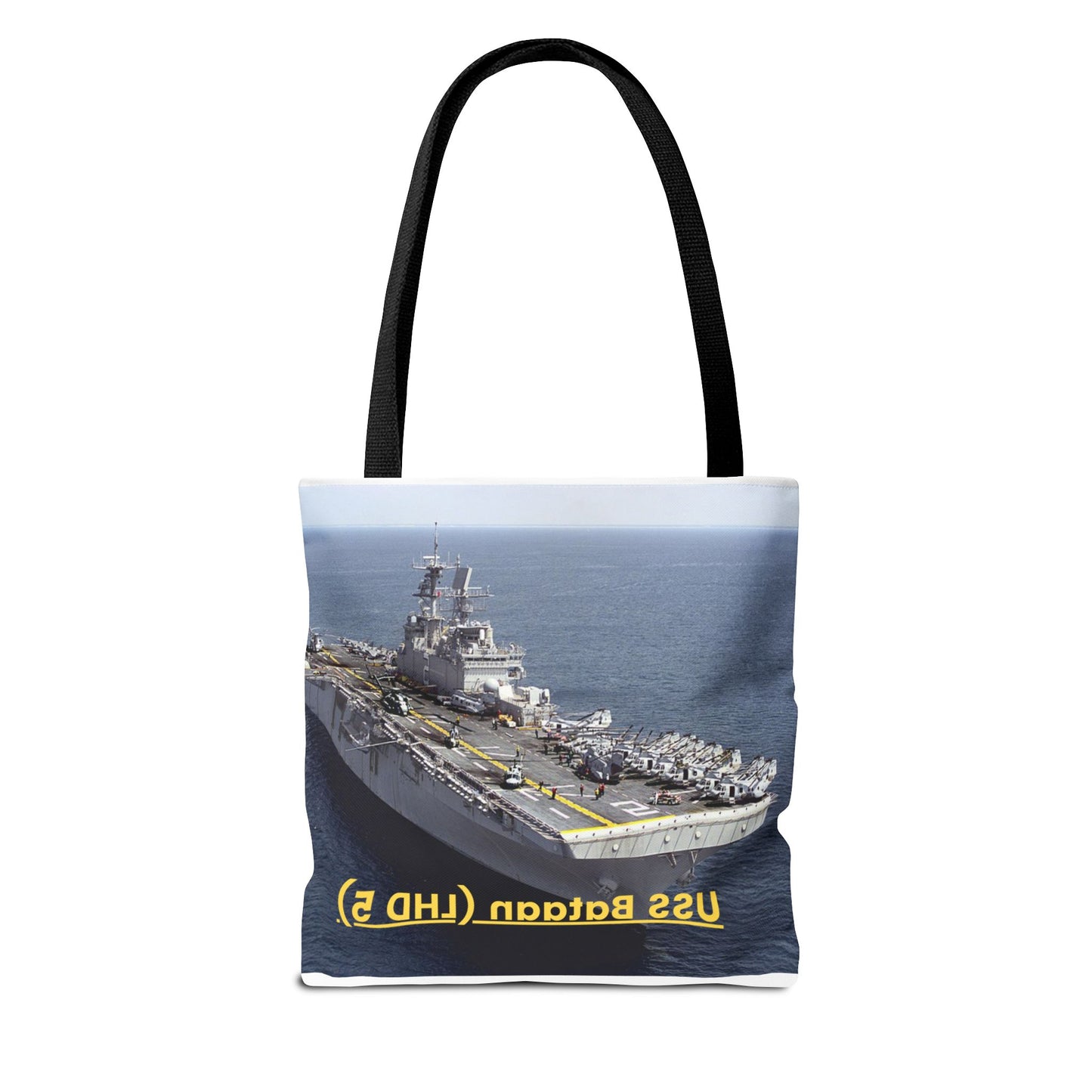 USS Bataan (LHD 5) Navy POD Smileandlaughtees Tote Bag (AOP)