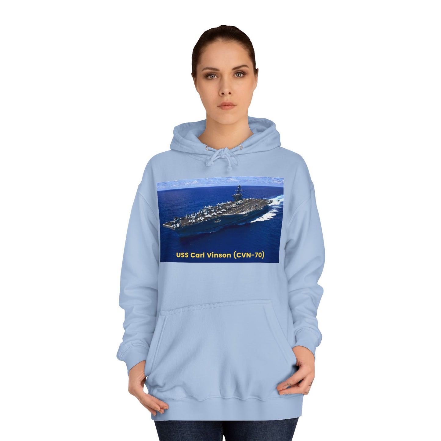 USS Carl Vinson (CVN-70) Navy POD Smileandlaughtees Unisex College Hoodie