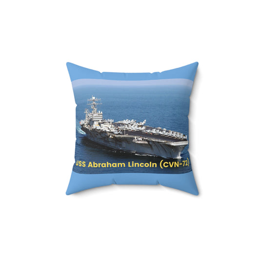 USS Abraham Lincoln (CVN-72) Navy POD Smileandlaughtees Spun Polyester Square Pillow