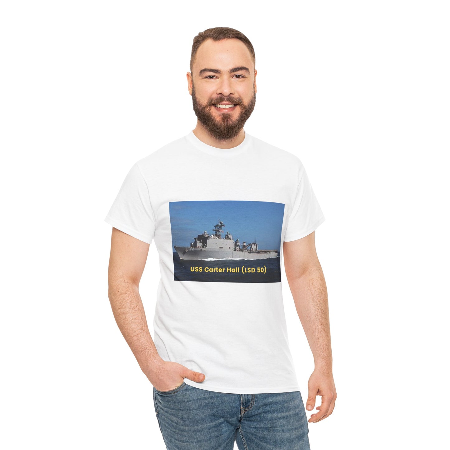 USS Carter Hall (LSD 50) Navy POD Smileandlaughtees Unisex Heavy Cotton Tee T-Shirt