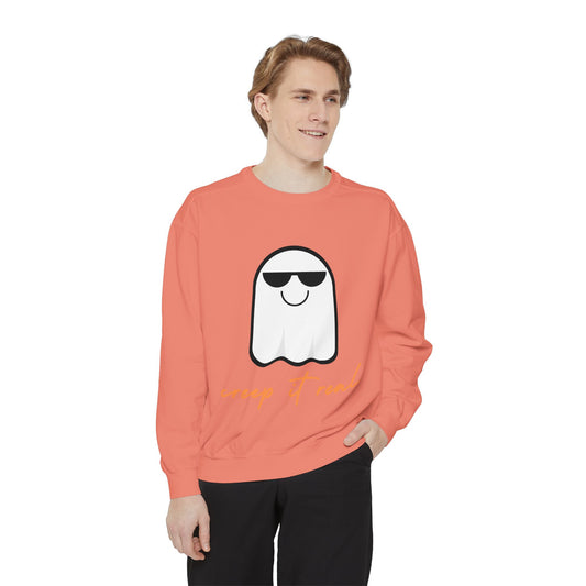 Creep It Real SmileandLaughTees Unisex Garment-Dyed Sweatshirt