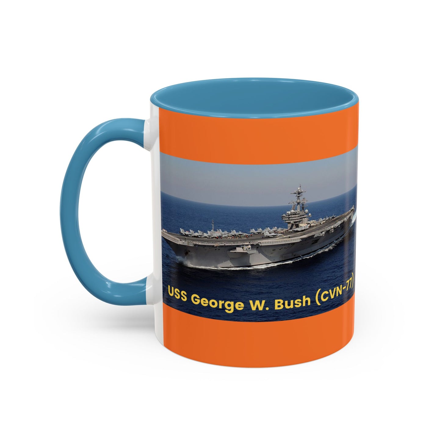 USS George W. Bush (CVN-77) Navy POD Smileandlaughtees Accent Coffee Mug (11, 15oz)