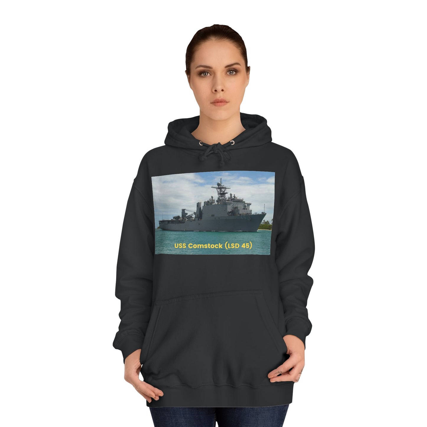 USS Comstock (LSD 45) Navy POD Smileandlaughtees Unisex College Hoodie