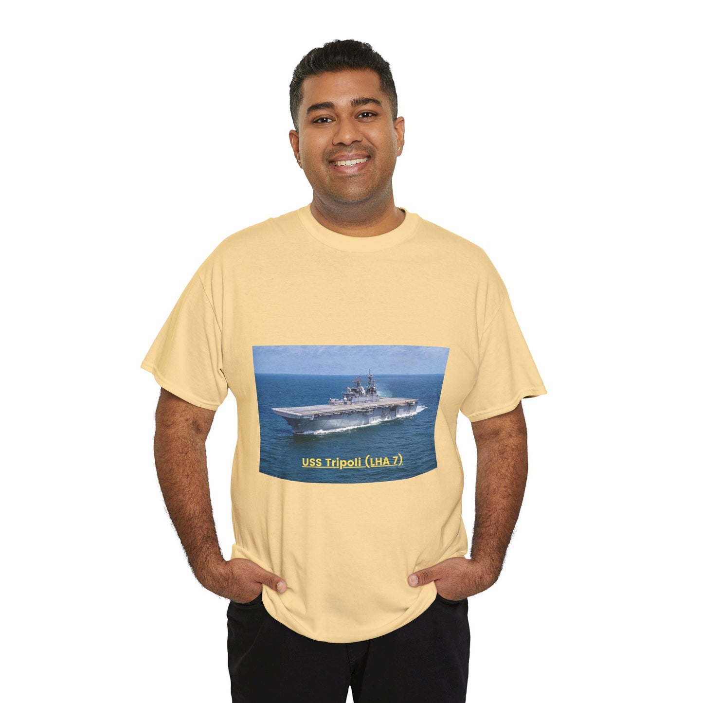 USS Tripoli (LHA 7) Navy POD Smileandlaughtees Unisex Heavy Cotton Tee T-Shirt