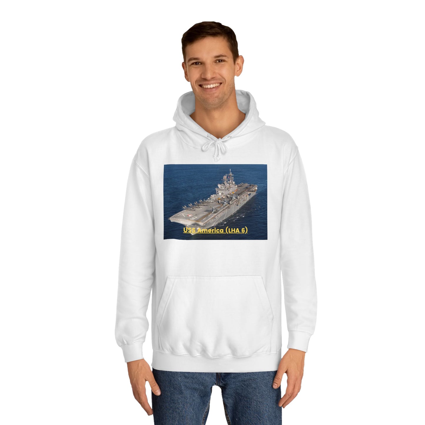 USS America (LHA 6) Navy POD Smileandlaughtees Unisex College Hoodie