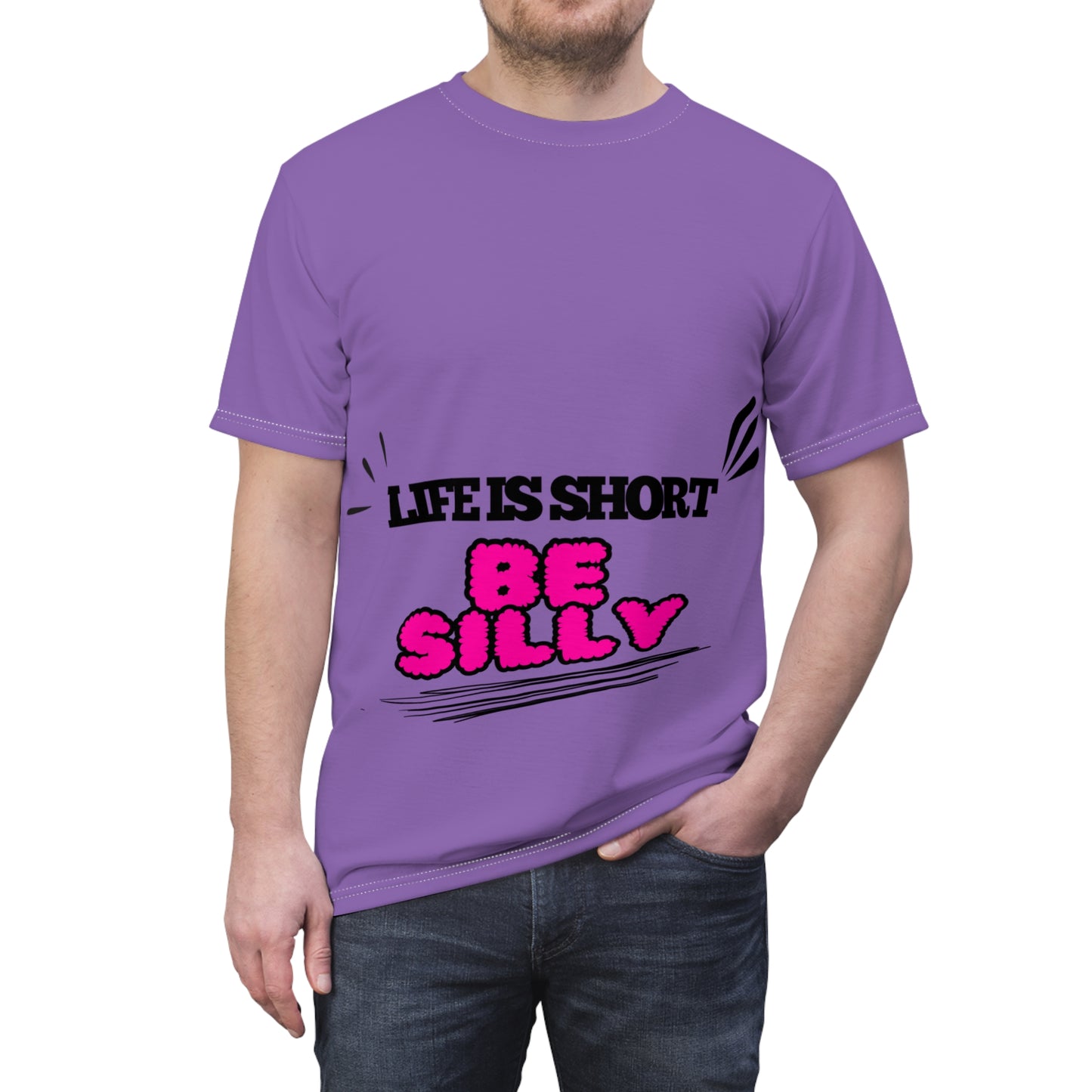 Life Is Too Short Be Silly SmileandLaughTees Unisex Cut & Sew T-Shirt (AOP)