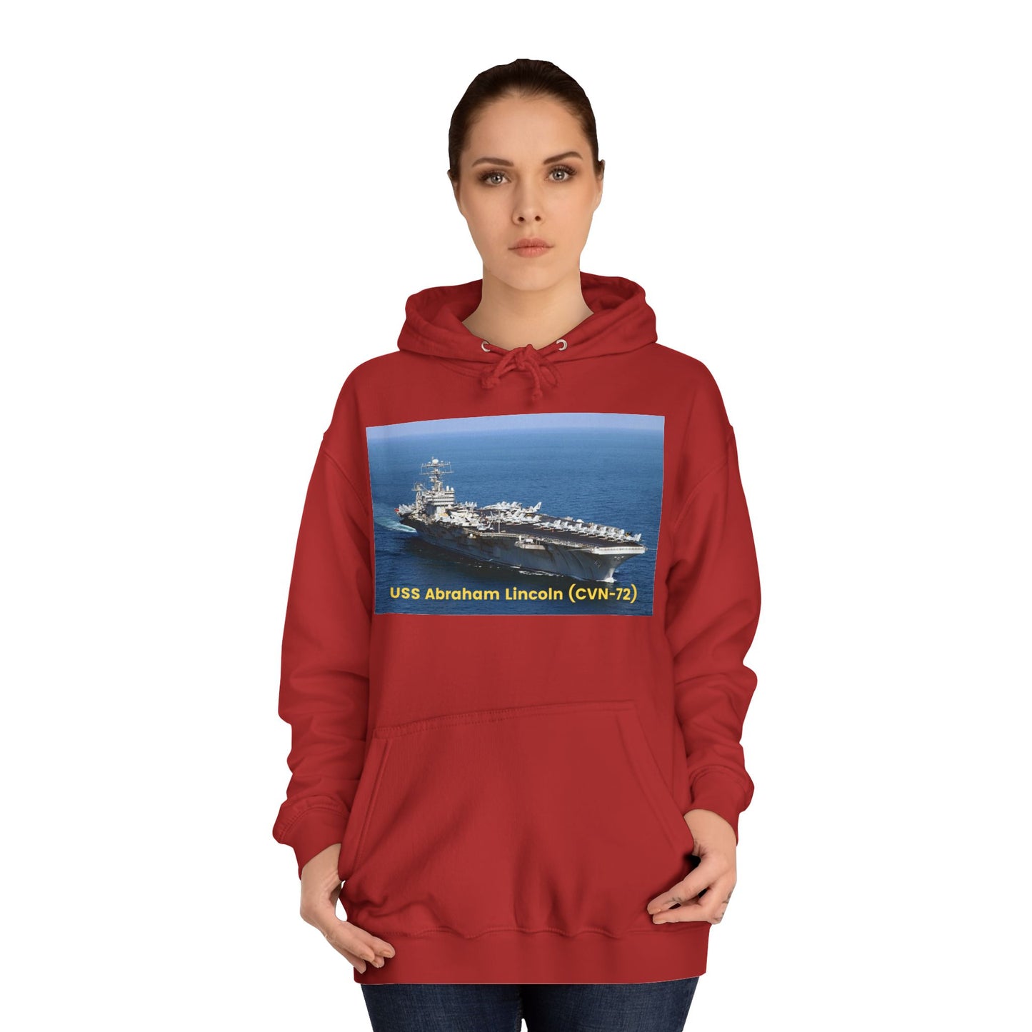 USS Abraham Lincoln (CVN-72) Navy POD Smileandlaughtees Unisex College Hoodie