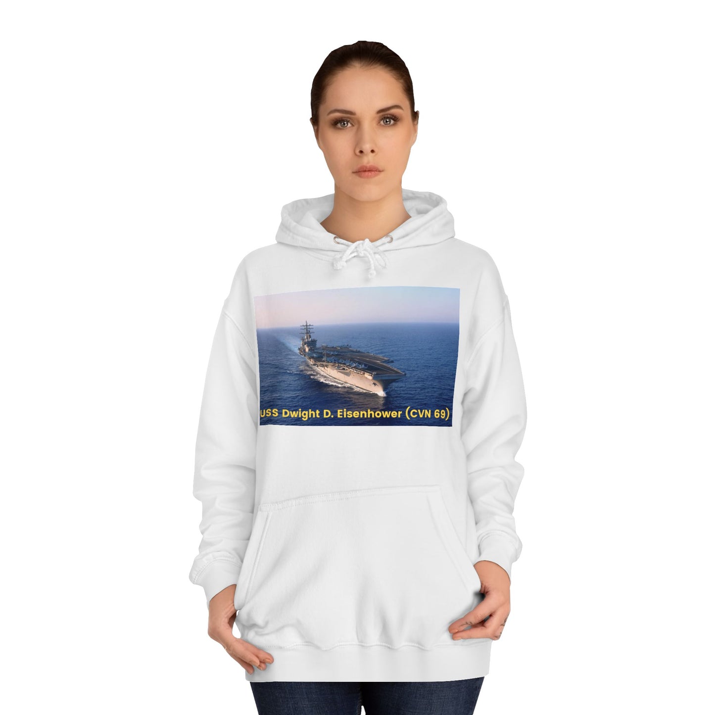 USS Dwight D. Eisenhower (CVN 69) Navy POD Smileandlaughtees Unisex College Hoodie