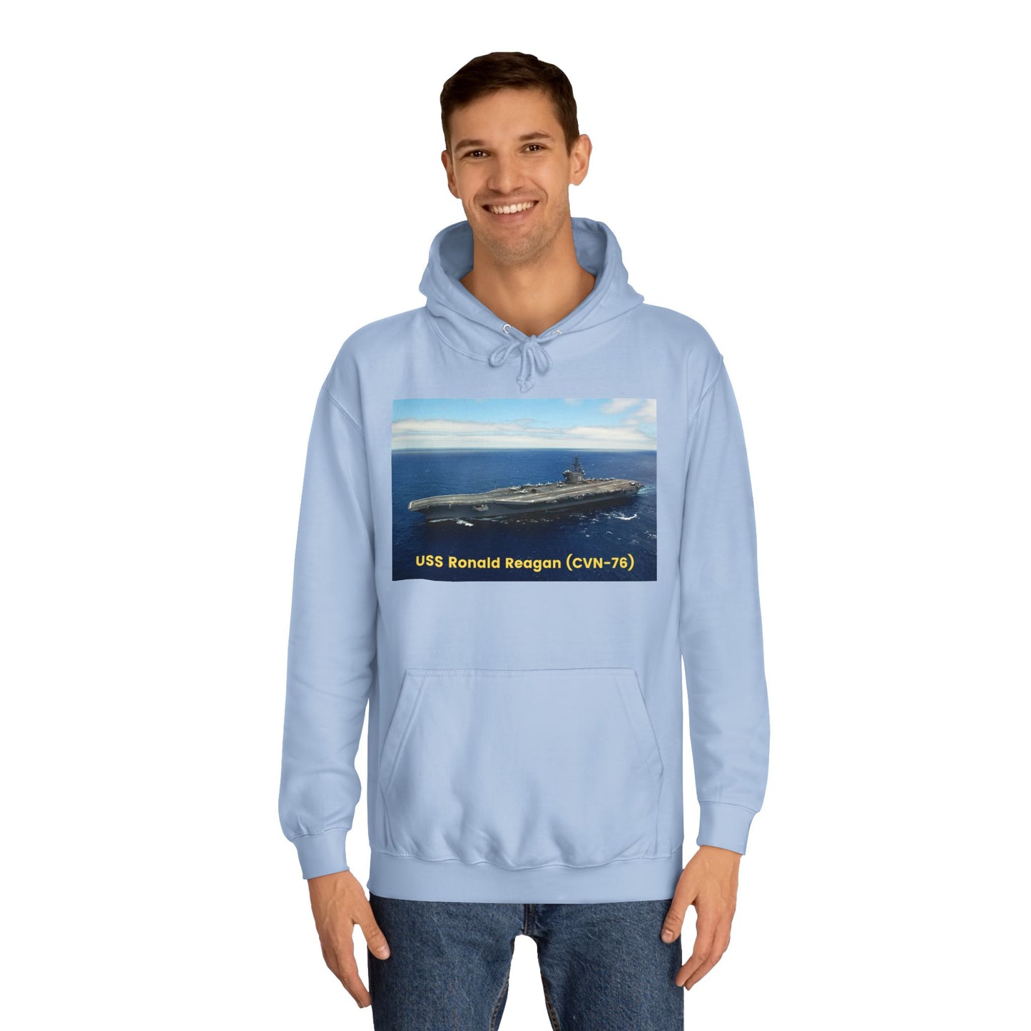 USS Ronald Reagan (CVN-76) Navy POD Smileandlaughtees Unisex College Hoodie