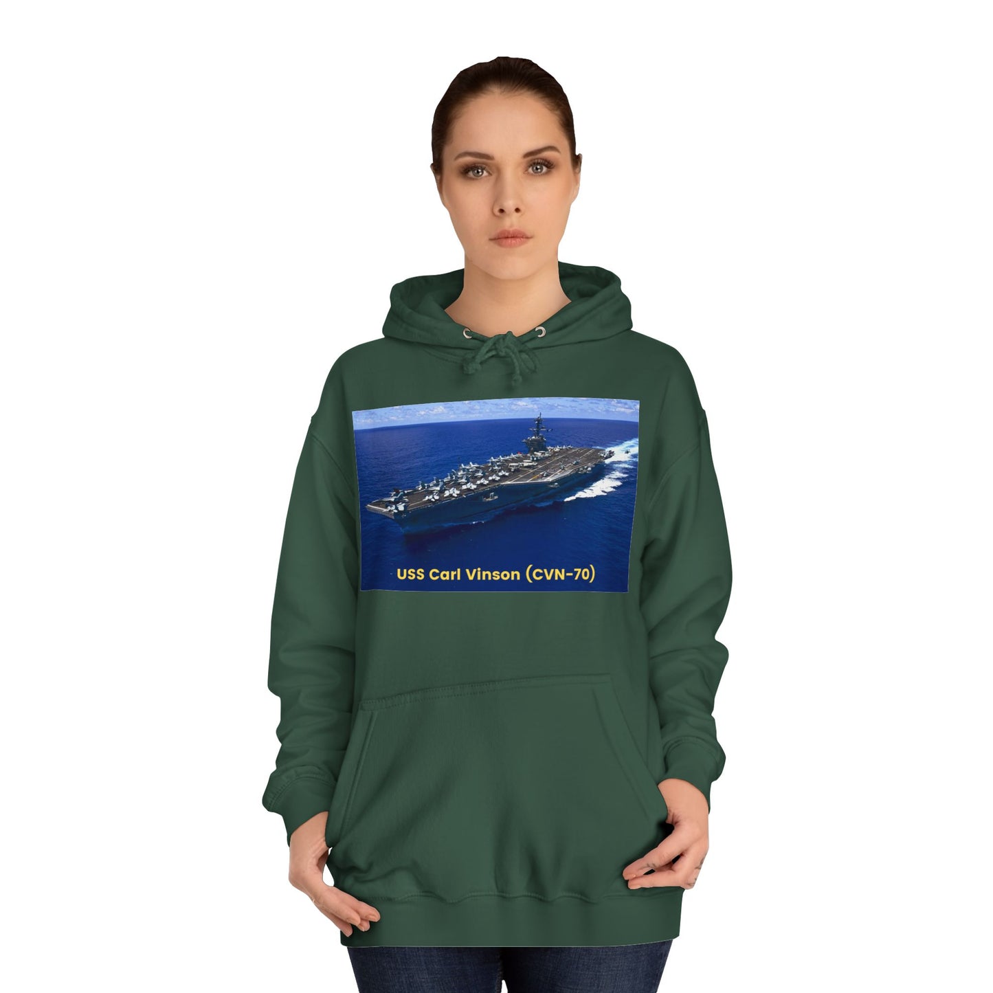 USS Carl Vinson (CVN-70) Navy POD Smileandlaughtees Unisex College Hoodie