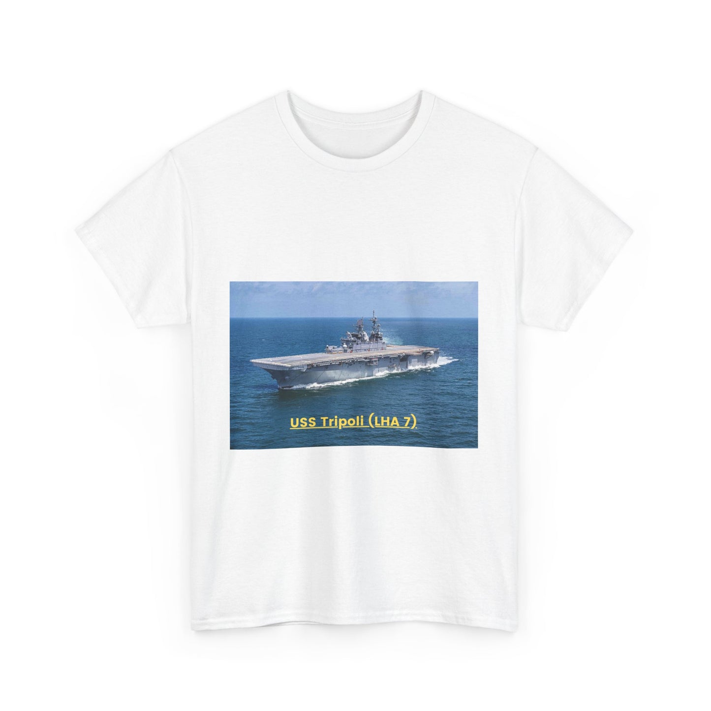 USS Tripoli (LHA 7) Navy POD Smileandlaughtees Unisex Heavy Cotton Tee T-Shirt