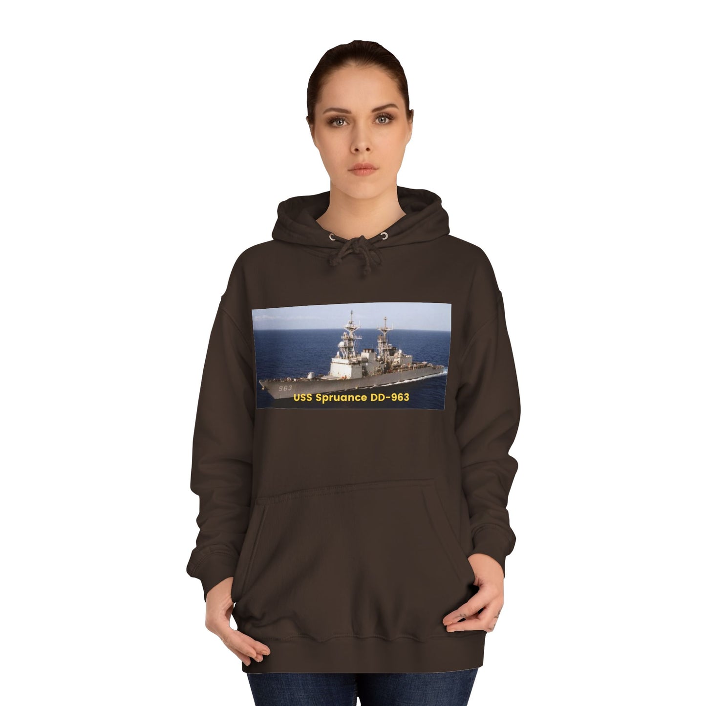 USS Spruance DD-963 Navy POD Smileandlaughtees Unisex College Hoodie