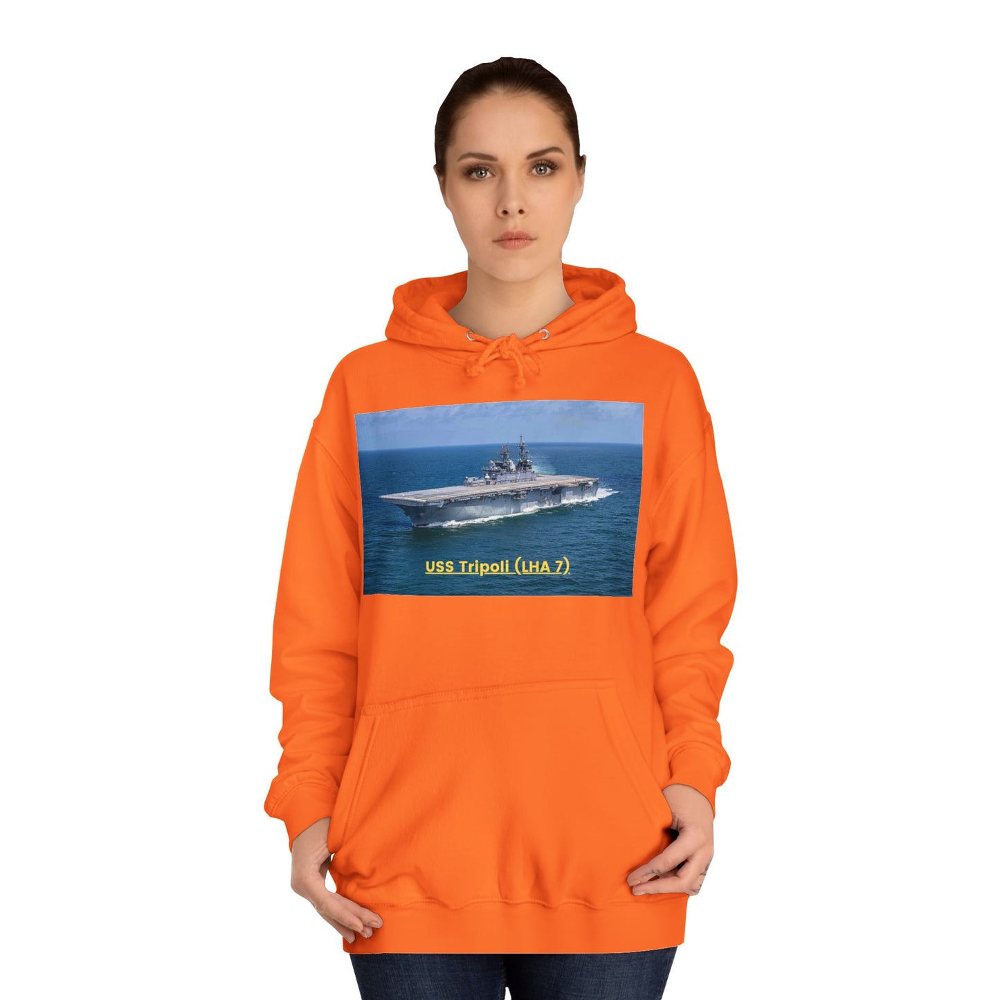 USS Tripoli (LHA 7) Navy POD Smileandlaughtees Unisex College Hoodie