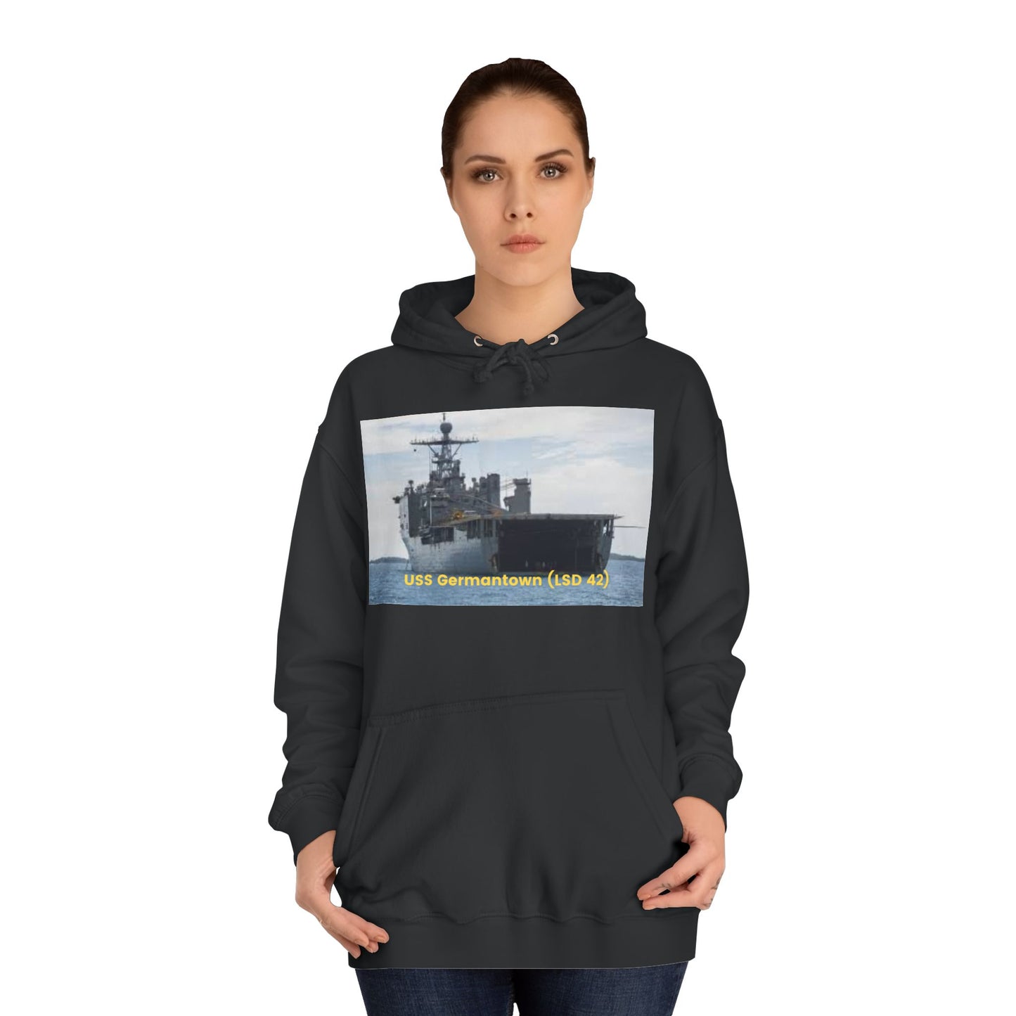 USS Germantown (LSD 42) Navy POD Smileandlaughtees  Unisex College Hoodie