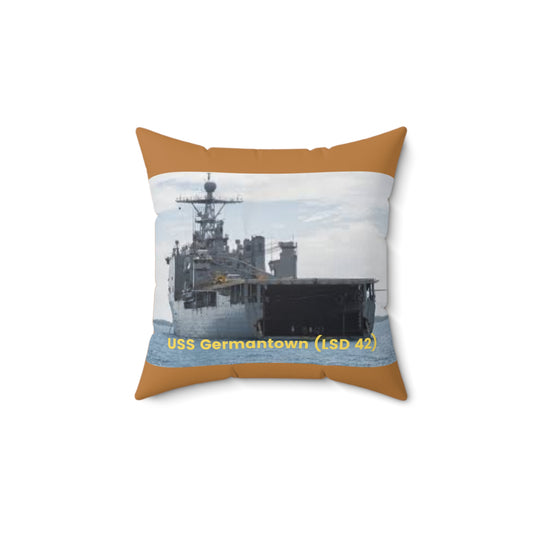 USS Germantown (LSD 42) Navy POD Smileandlaughtees Spun Polyester Square Pillow