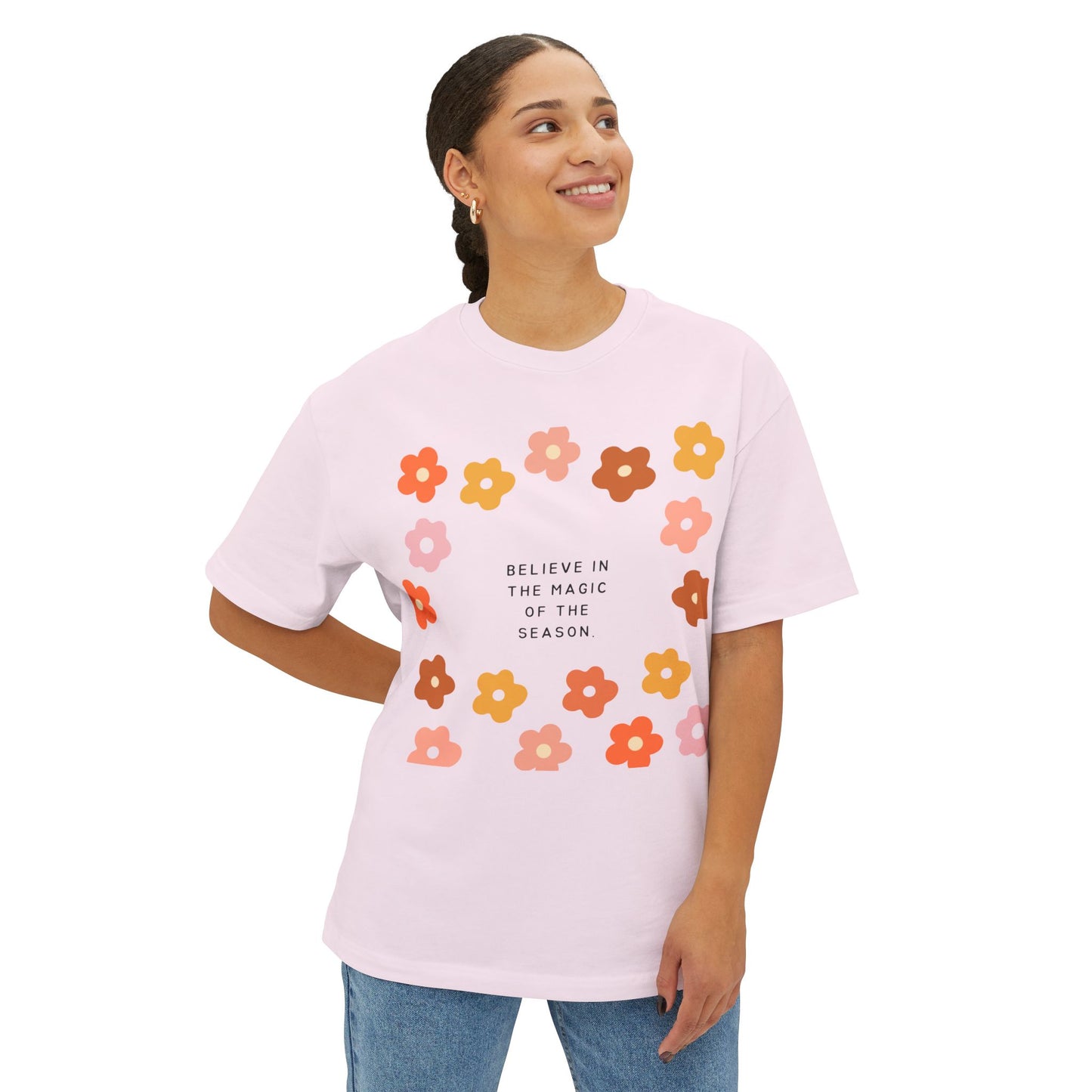 Believe In The Magic of Season SmileandLaughTees Unisex Oversized Boxy T-Shirt