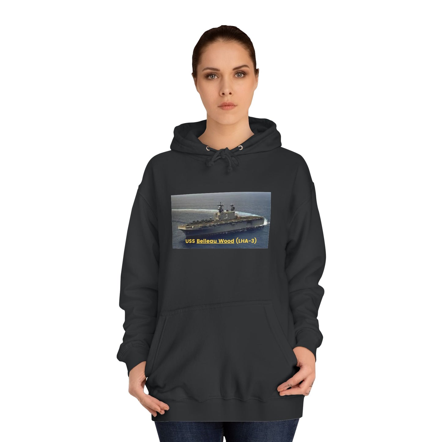 USS Belleau Wood (LHA-3) Navy POD Smileandlaughtees Unisex College Hoodie