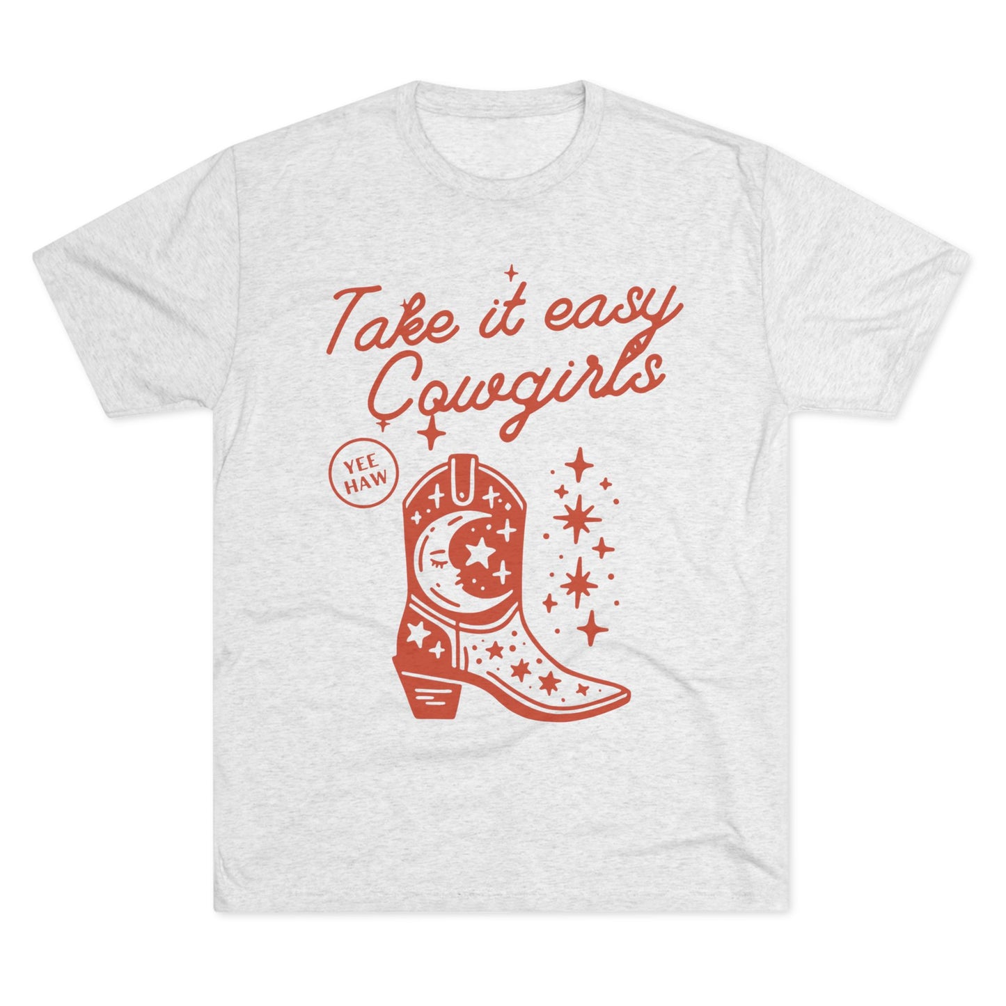 Take It East Cowgirls SmileandLaughTees Unisex Tri-Blend Crew T-Shirt