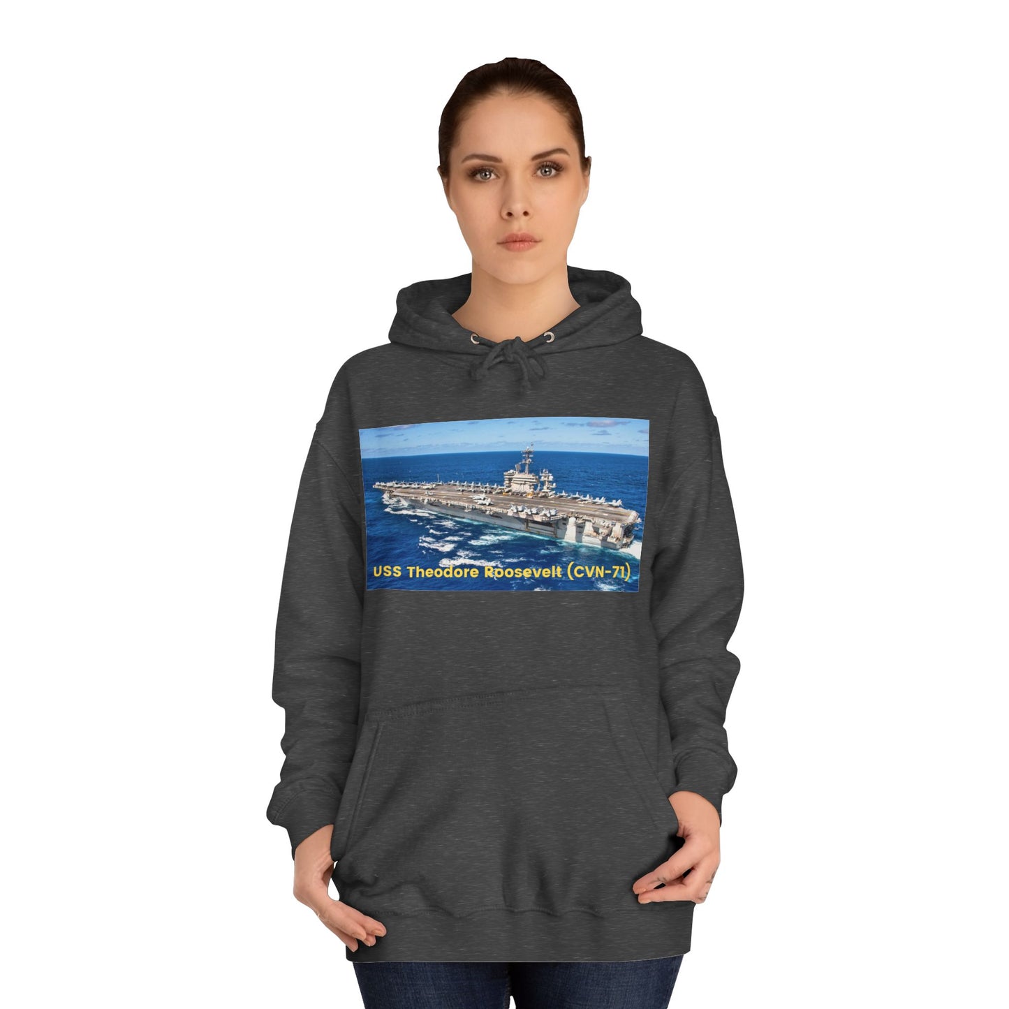 USS Theodore Roosevelt (CVN-71) Navy POD Smileandlaughtees Unisex College Hoodie