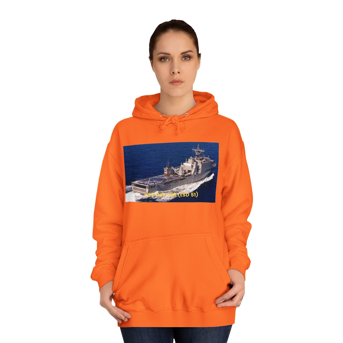 USS Oak Hill (LSD 51) Navy POD Smileandlaughtees  Unisex College Hoodie