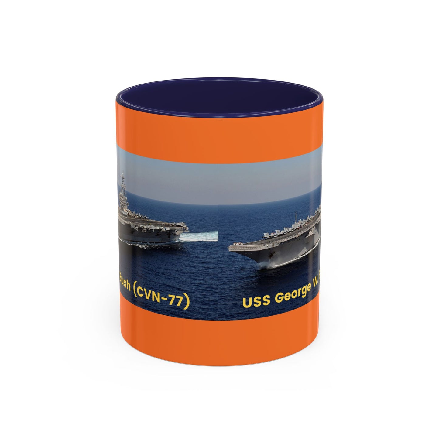 USS George W. Bush (CVN-77) Navy POD Smileandlaughtees Accent Coffee Mug (11, 15oz)