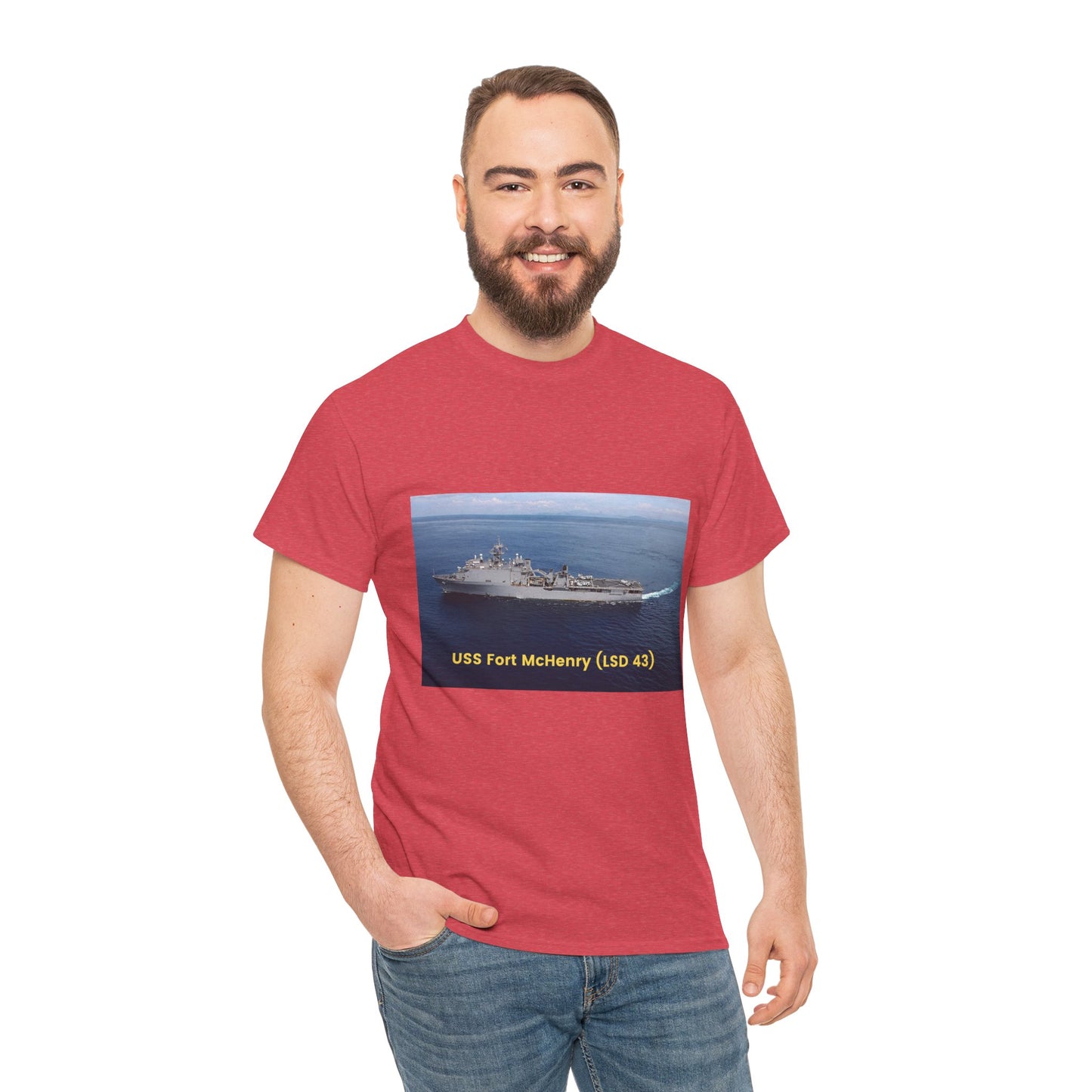 USS Fort McHenry (LSD 43) Navy POD Smileandlaughtees Unisex Heavy Cotton Tee T-Shirt