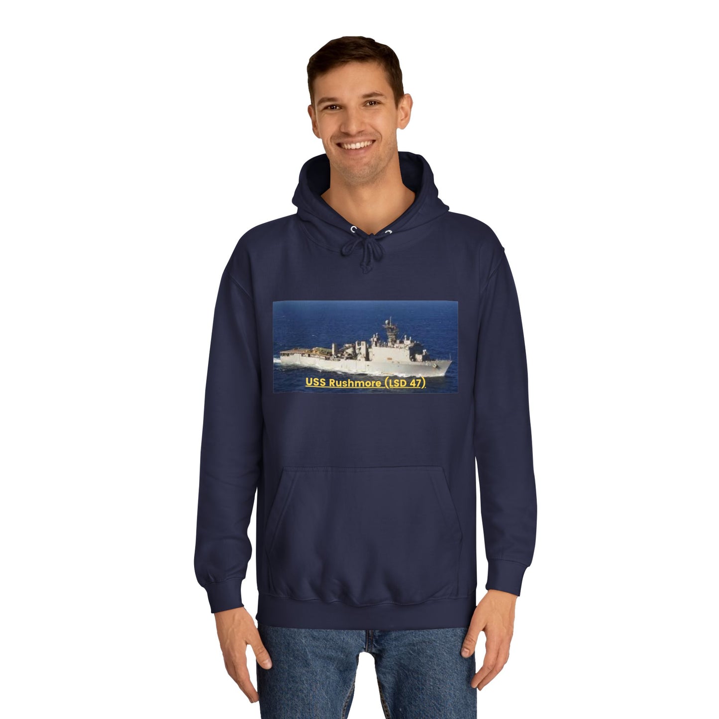 USS Rushmore (LSD 47) Navy POD Smileandlaughtees Unisex College Hoodie