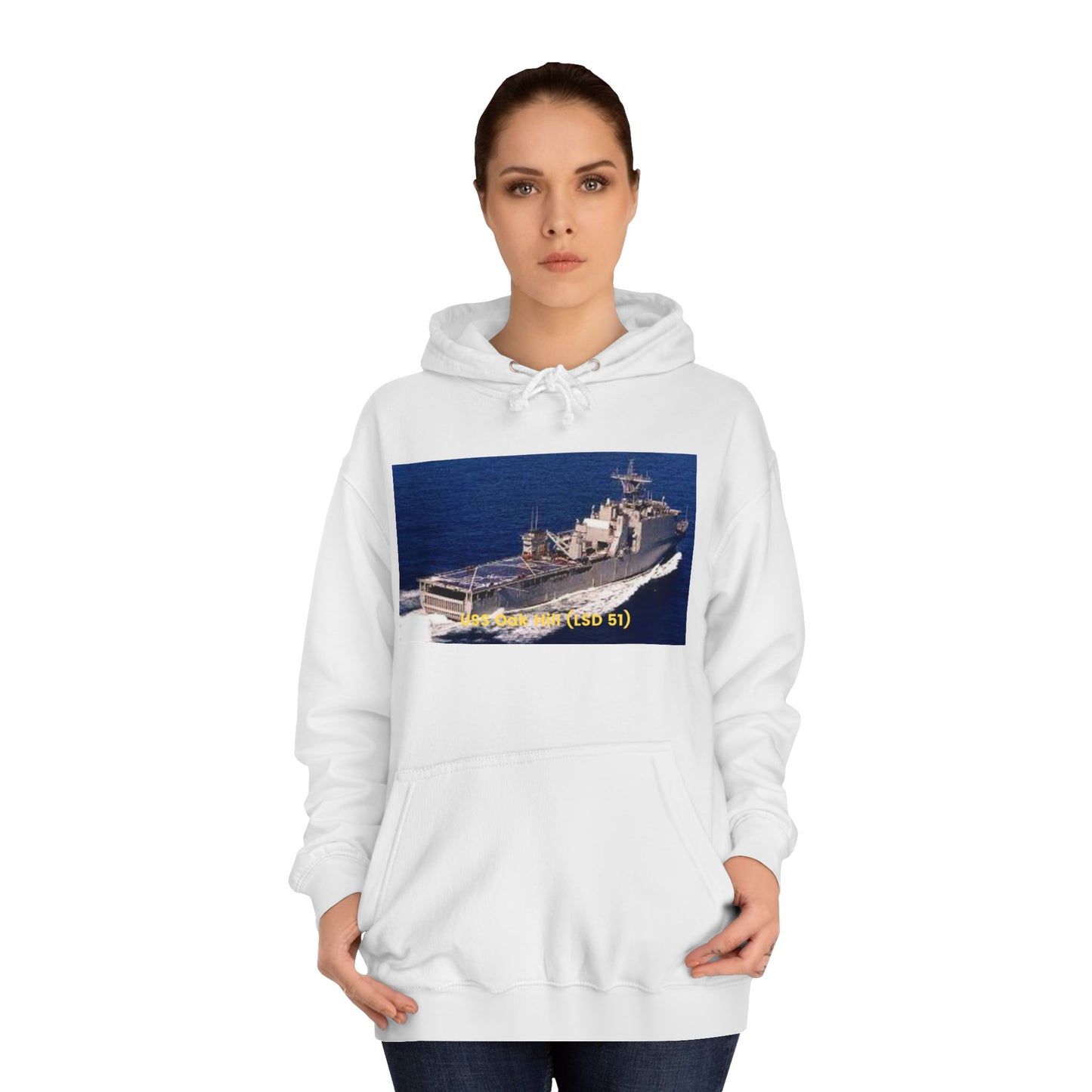 USS Oak Hill (LSD 51) Navy POD Smileandlaughtees  Unisex College Hoodie