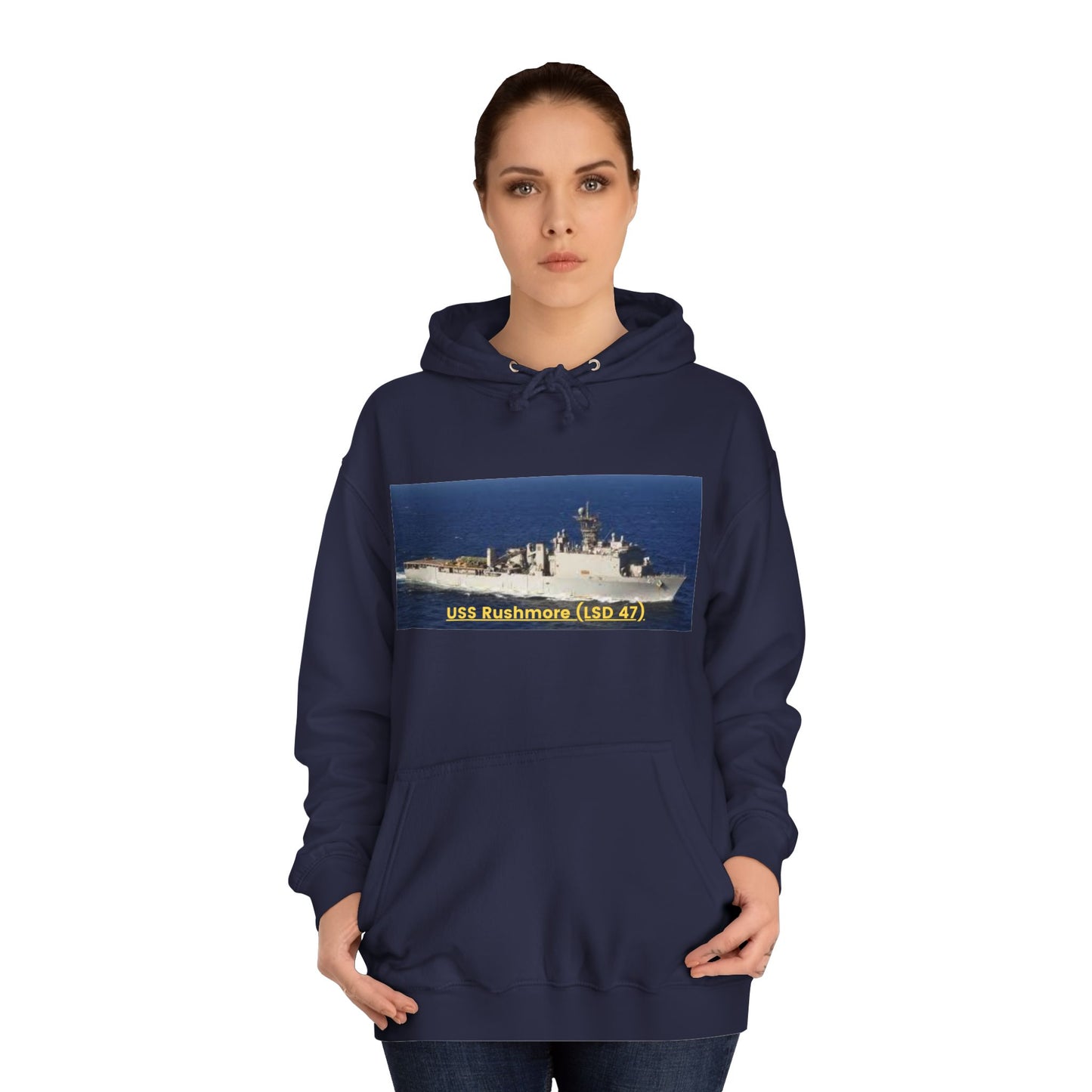 USS Rushmore (LSD 47) Navy POD Smileandlaughtees Unisex College Hoodie