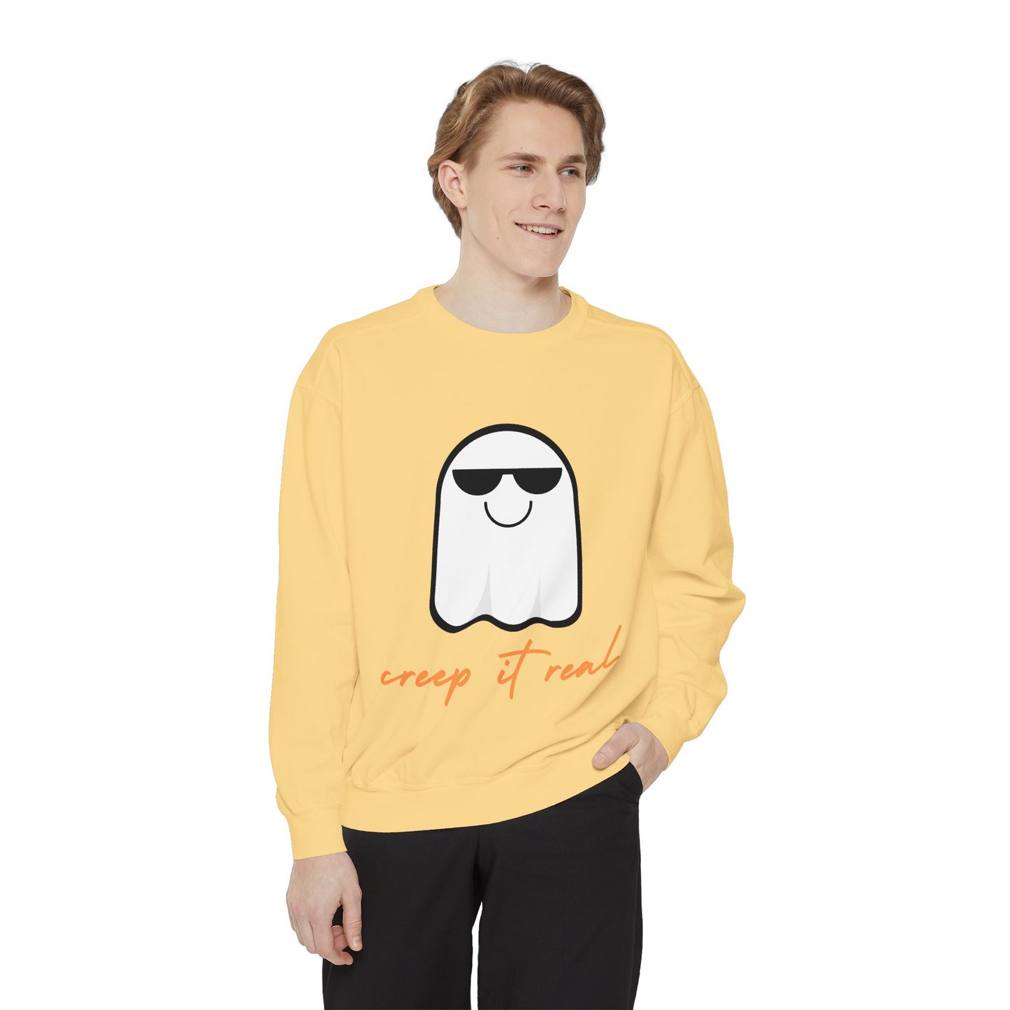 Creep It Real SmileandLaughTees Unisex Garment-Dyed Sweatshirt