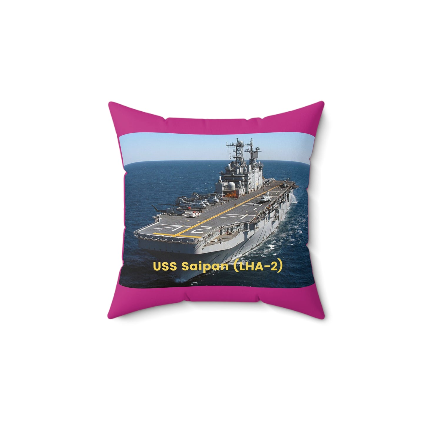 USS Saipan (LHA-2) Navy POD Smileandlaughtees Spun Polyester Square Pillow