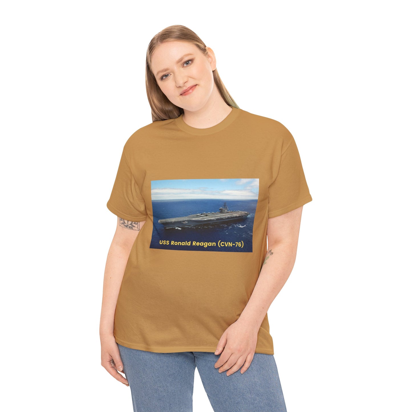 USS Ronald Reagan (CVN-76) Navy POD Smileandlaughtees Unisex Heavy Cotton Tee T-Shirt