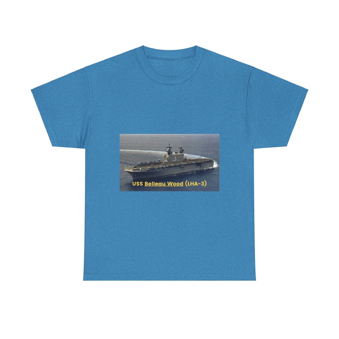 USS Belleau Wood (LHA-3) Navy POD Smileandlaughtees Unisex Heavy Cotton Tee T-Shirt